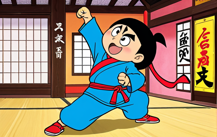 **
Prompt: Crayon Shin-chan, dressed in a comical ninja outfit, attempting a ninja move with a giant ninja star, with his signature goofy grin. Background: A traditional Japanese dojo, but with crayon drawings and graffiti. Style: Vibrant anime, similar to the movie's animation style. Mood: Humorous and energetic.
**