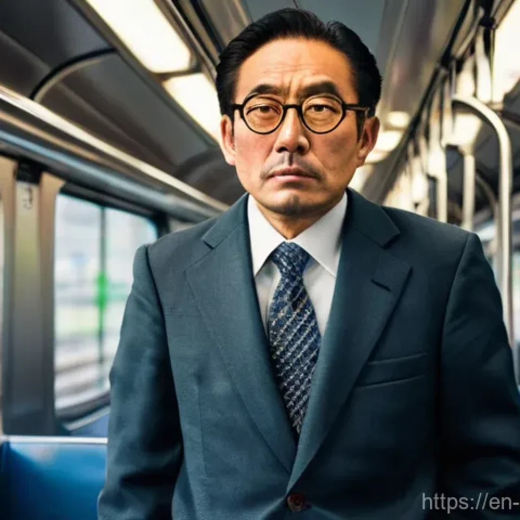 짱구 아빠 히로시의 직업과 배경 - **The Resilient Commuter**
    A detailed, realistic illustration of a middle-aged Japanese salaryma...