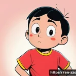 Home 20 짱구는 못말려 제작 비하인드 - A vibrant, hand-drawn style illustration of a young boy inspired by Shin Chan’s character design, fe...