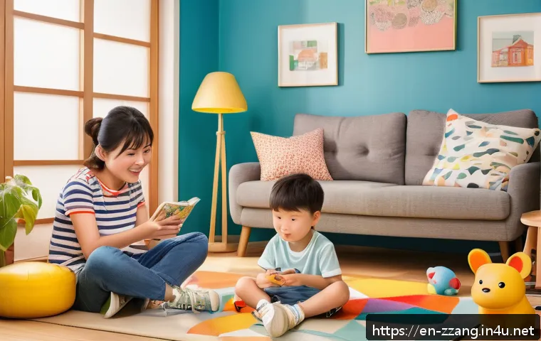 짱구의 10대와 성인 팬층 분석 - A lively family living room scene featuring Shin-chan as a playful, cheeky young boy wearing colorfu...